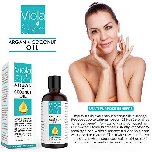 uSkin Care -Excepcional Aceite De Argán Orgánico Y Coco 2 En 1 Para El Cutis, Pelo, Piel Y Cuerpo ¡Reduce Las Arrugas, Mejora La Hidratación Y La Elasticidad De La Piel!