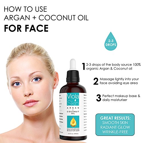 uSkin Care -Excepcional Aceite De Argán Orgánico Y Coco 2 En 1 Para El Cutis, Pelo, Piel Y Cuerpo ¡Reduce Las Arrugas, Mejora La Hidratación Y La Elasticidad De La Piel!