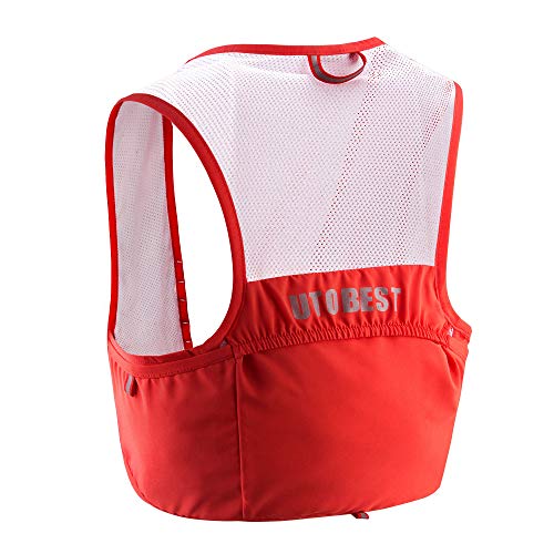 UTOBEST Mochila Running Hidratacion 3L Chaleco Hidratación Trail Running para Bicicleta Ciclismo Maraton Hombre Mujer(Red,L/XL)