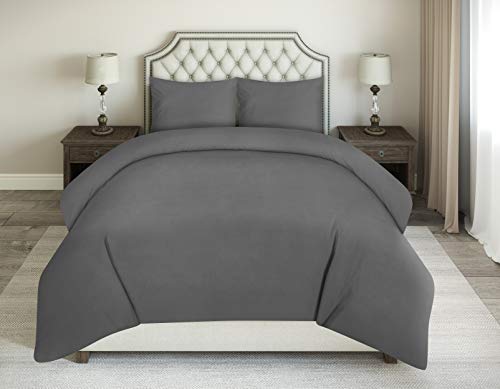 Utopia Bedding Juego de Funda de Edredón - Microfibra Funda de Nórdica y 2 Fundas de Almohada - (Cama 105, 200x200cm, Gris)