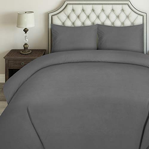 Utopia Bedding Juego de Funda de Edredón - Microfibra Funda de Nórdica y 2 Fundas de Almohada - (Cama 105, 200x200cm, Gris)