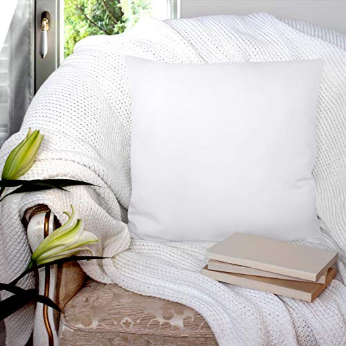 Utopia Bedding Relleno de Cojín 45 x 45 cm (2 Unidades) - Funda de Mezcla de Algodón - Fibra Hueca Virgen siliconada - Almohadas de Sofá (Blanco)