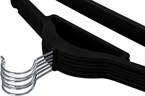 Utopia Home Paquette de 50 Perchas de Terciopelo - Perchas para Trajes de Terciopelo con Tie Bar - Antideslizantes (Negro)