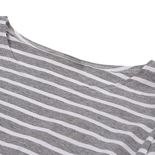 UTOVME Mujeres Camiseta de Lactancia Premamá Camisa de Maternidad Ropa de Enfermería, Rayado de Mangas Largas Gris M
