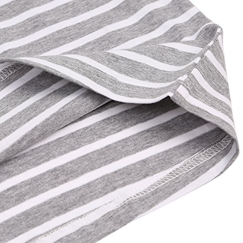 UTOVME Mujeres Camiseta de Lactancia Premamá Camisa de Maternidad Ropa de Enfermería, Rayado de Mangas Largas Gris M