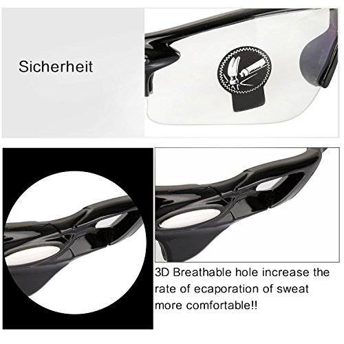 VABNEER Gafas Ciclismo Gafas de Sol Deportivas Gafas de Sol para Hombre y Mujer Gafas de Montar al Aire Libre (Lente Transparente)