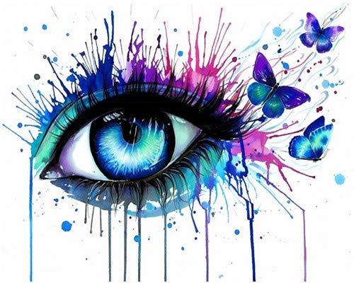 Vacio Pintar por Numeros Kits DIY Pintura por Números para Ojo Creativo y Mariposa Regalo para Adultos Niños DIY Pintura al óleo para Decoraciones para el Hogar 40*50 cm(Sin Marco)