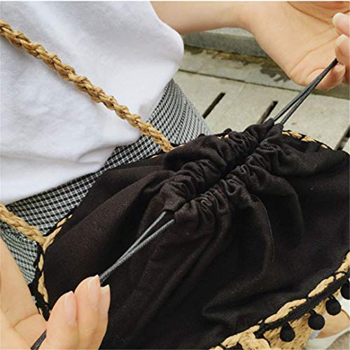 VADFLOD Bolso de Playa de Paja de Bohemia Hecho a Mano Bolsas de Hombro Femeninas Tejidas Bolso de Punto de Verano Cesta con cordón Bolsa de Mensajero, Bolso marrón, One_Size