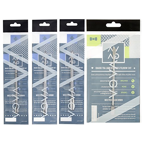 VAGA 4 Herramientas de metal para hacer manicura y pedicura, Kit de uso profesional para podologo quita cutícula, empujador de cuchara, cuchillo, punta plana y filosa, removedor de cuticula de acero