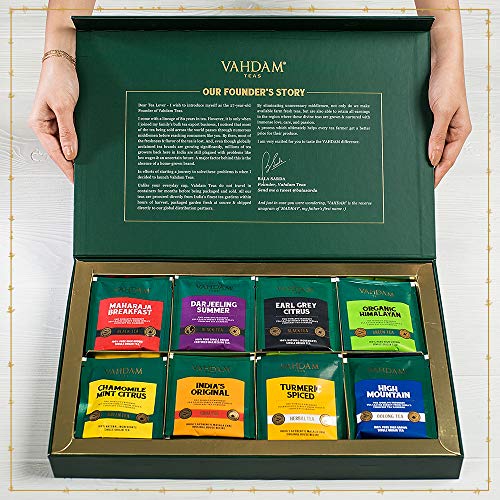 VAHDAM, muestra de bolsitas de té surtidas - Juego de regalo de 8 sabores de té, 40 bolsitas de té | El té favorito de OPRAH