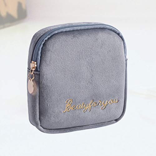 VALICLUD Pochette de Serviette hygiénique Portable Sac de Rangement pour Serviette Tante en flanelle imperméable multifonctionnel(Gris)