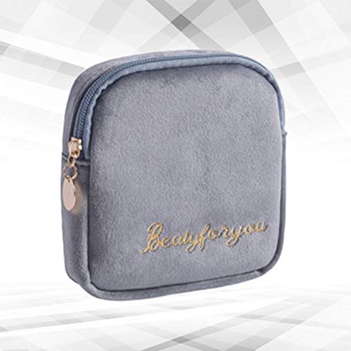 VALICLUD Pochette de Serviette hygiénique Portable Sac de Rangement pour Serviette Tante en flanelle imperméable multifonctionnel(Gris)