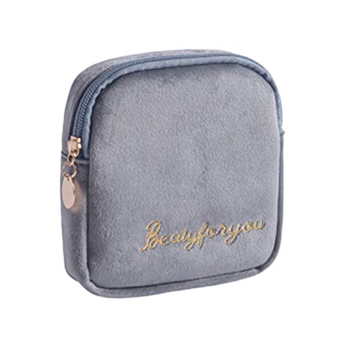 VALICLUD Pochette de Serviette hygiénique Portable Sac de Rangement pour Serviette Tante en flanelle imperméable multifonctionnel(Gris)