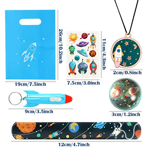 vamei 72 Piezas de Aarticulos de Fiesta Niño Galaxia Suministros de Fiesta en el Espacio Exterior con Pegatinas de Llavero de Cohete Llenadores de Bolsas de Fiesta para niños Regalos Cumpleaños