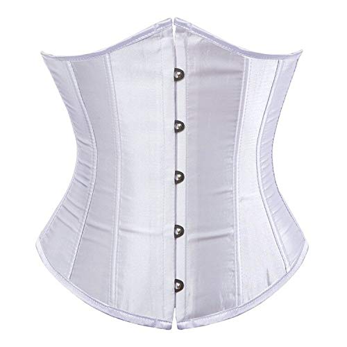 VAN+ Corsé Gótico Mujeres Sexy Underbust Corsé Cintura Entrenador Corsé Shaper Más Tamaño Corpete Corselet Negro Blanco Rojo Azul S-6XL XS 8062White