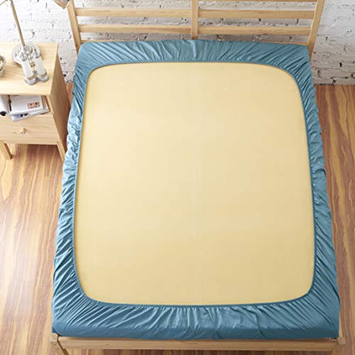 Vanc Home 1000TC - Sábana bajera ajustable (algodón egipcio, 40,6 cm de profundidad, color azul cian, doble)