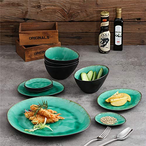 vancasso Serie Coco Juego de Vajillas Gres de 23 Piezas Irregular Vajillas Esmaltadas, servicio para 4/8 personas