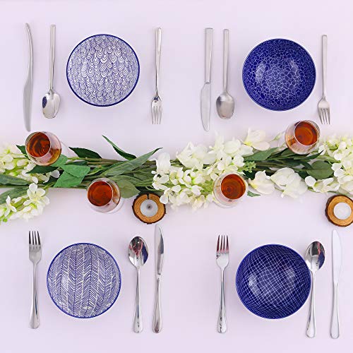 vancasso Takaki Cuencos de Cereal de Porcelana, 4 Piezas Ø 15,2 cm Cuenco de Postre, Fos, Fruta