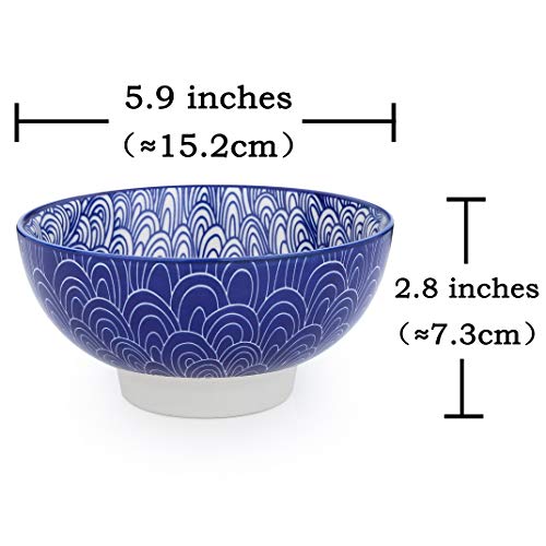 vancasso Takaki Cuencos de Cereal de Porcelana, 4 Piezas Ø 15,2 cm Cuenco de Postre, Fos, Fruta