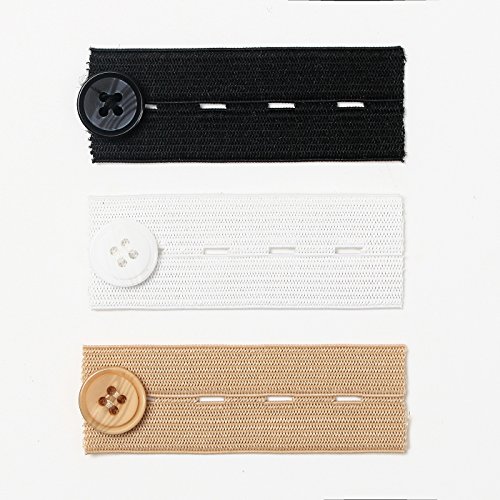 Vancool Extensores de Pantalones (18 piezas colores paquete), Botones Extensores de cintura en color negro, color blanco y caqui