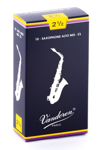 Vandoren SR2125 - Caja de 10 cañas tradicional n.2.5 para saxofón alto, Azul