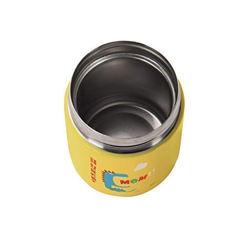 Vanli Fiambrera de Acero Inoxidable Infantil | Tartera Térmica Para Bebés, Niños y Adultos | Termo Papillero para Comida Caliente o Fría | Recipiente Hermético al Vacío sin BPA | Dinosaurio Amarillo