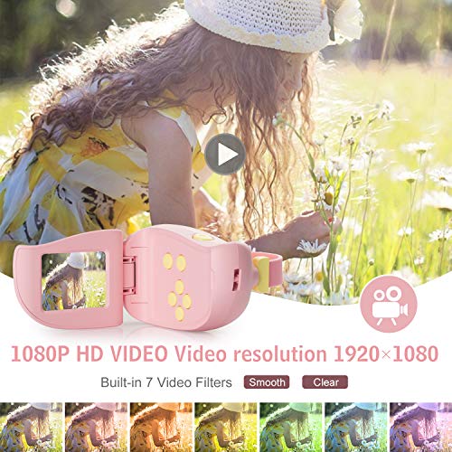 Vannico Camara de Fotos para Niños, Cámara para Niños Cámara Fotográfica de Video para Niños de 3 a 10 Años, Video Cámara Mini Cámara con Tarjeta SD de 16GB para Niños (Rosa)