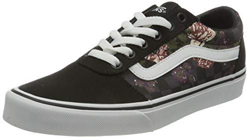 Vans Ward Canvas, Zapatillas para Mujer, Flores Cuadros Negro, 40 EU