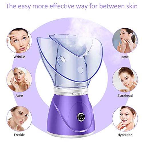 Vaporizador Facial Inhalador Vapor Profesional Sauna Facial Spa para Mascarilla Hidratante Sinusitis con Poros Aromaterapia con Temporizador y Difusor Extracto Espinillas Cuidado la Piel,Púrpura