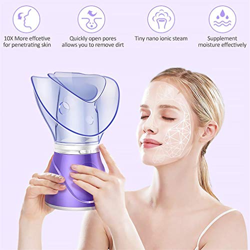 Vaporizador Facial Inhalador Vapor Profesional Sauna Facial Spa para Mascarilla Hidratante Sinusitis con Poros Aromaterapia con Temporizador y Difusor Extracto Espinillas Cuidado la Piel,Púrpura