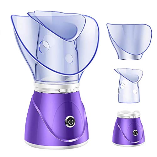 Vaporizador Facial Inhalador Vapor Profesional Sauna Facial Spa para Mascarilla Hidratante Sinusitis con Poros Aromaterapia con Temporizador y Difusor Extracto Espinillas Cuidado la Piel,Púrpura