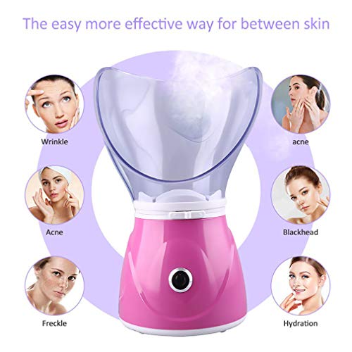 Vaporizador Facial Inhalador Vapor Profesional Sauna Facial Spa para Mascarilla Hidratante Sinusitis con Poros Aromaterapia con Temporizador y Difusor Extracto Espinillas Cuidado la Piel,Rosado