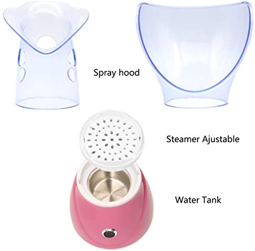 Vaporizador Facial Inhalador Vapor Profesional Sauna Facial Spa para Mascarilla Hidratante Sinusitis con Poros Aromaterapia con Temporizador y Difusor Extracto Espinillas Cuidado la Piel,Rosado