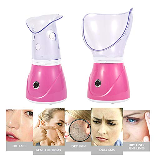 Vaporizador Facial Inhalador Vapor Profesional Sauna Facial Spa para Mascarilla Hidratante Sinusitis con Poros Aromaterapia con Temporizador y Difusor Extracto Espinillas Cuidado la Piel,Rosado