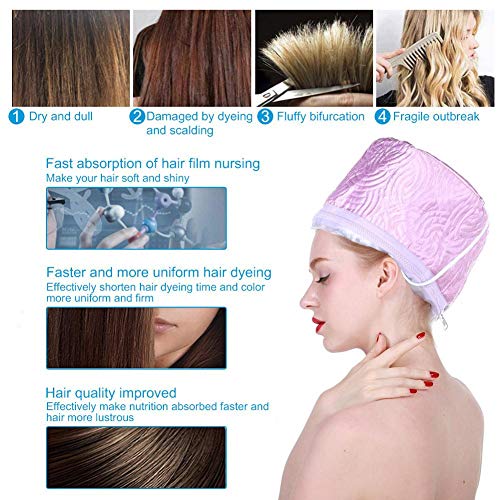 Vaporizador térmico eléctrico Gorro para el cabello, control de temperatura desmontable Calefacción DIY Cuidado del cabello en el hogar Sombrero para cabello natural o dañado Nut(01#)