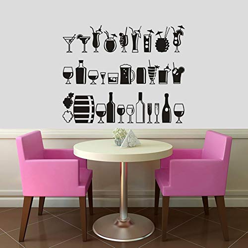 Variedad de bebidas jugo de vinilo pegatinas de pared restaurante bar decoración alcohol bar bebida decoración de la pared bar nocturno bebida decoración del hogar mural otro color 57x46cm