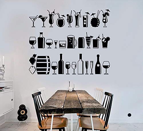Variedad de bebidas jugo de vinilo pegatinas de pared restaurante bar decoración alcohol bar bebida decoración de la pared bar nocturno bebida decoración del hogar mural otro color 57x46cm