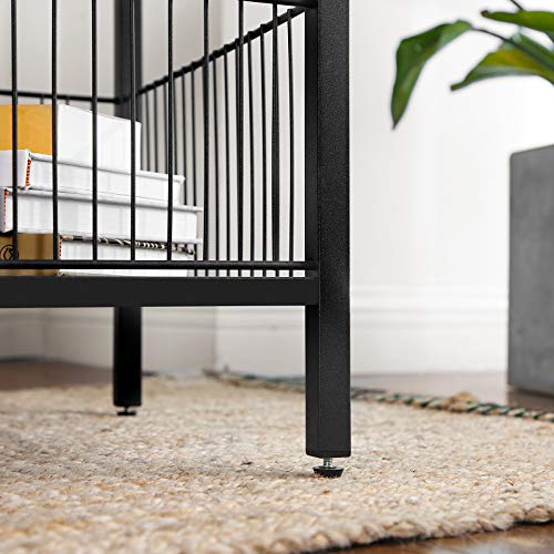 VASAGLE Mesa Auxiliar, Mesita de Noche, con Cesta de Almacenaje, para Dormitorio, Salón, Estructura Simple, Estilo Industrial, Marrón Rústico y Negro LET35BX