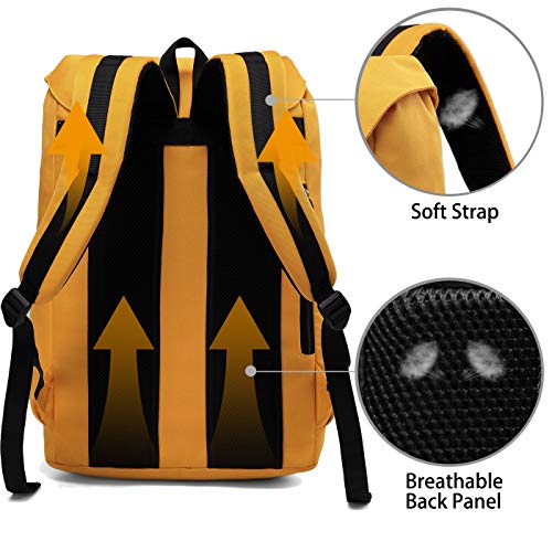VASCHY Mochila Hombre, Mochila Mujer Casual Mochila para Portatil 15.6 Pulgadas Mochilas Escolares Vintage Mochila Universidad Mochilas Juveniles Resistente al Agua Amarillo