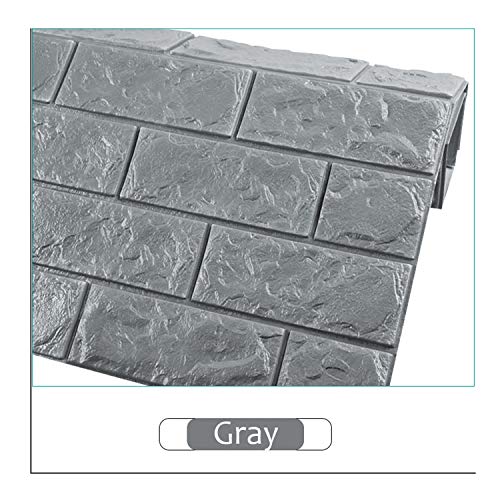 VASEN 3D Papel Pintado Autoadhesivo del Ladrillo, Papel Pintado, Papel Pared, Impermeable Pintado Pegatina para Hogar Cocina Salón, 77 * 70cm (10 piezas, Gris)