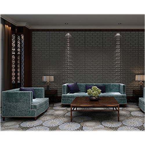 VASEN 3D Papel Pintado Autoadhesivo del Ladrillo, Papel Pintado, Papel Pared, Impermeable Pintado Pegatina para Hogar Cocina Salón, 77 * 70cm (10 piezas, Gris)