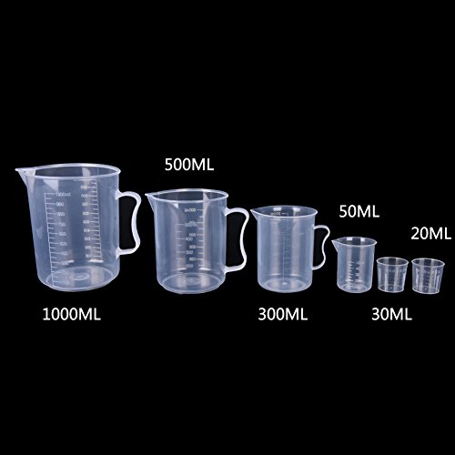 Vaso medidor, vasos graduados de plástico de Labs 20/30/50/100/250/300/500/1000 ml (transparente), para herramientas de cocina (20 ml, como en la imagen) (30 ml, como en la imagen)