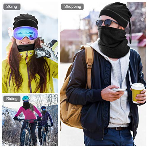 VBIGER Mascarilla Calentador de Cuello Pasamontañas Bufanda de Invierno Máscara Facial Versátil Gorro de Punto Grueso 3 en 1 Multifuncional para Hombre y Mujer para esquí Moto Bicicleta