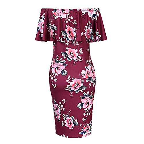 Vectry Ropa Embarazada Verano Vestidos Fiesta Premama para Boda Vestidos Midi Vintage Vestidos Fiesta Cortos Vestidos Casual de Mujer Vestido Rojo