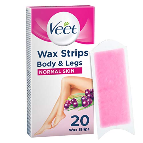 Veet Ready to Use Leg Wax Strips for Short Hair - Shea Butter & Berry - 20 Strips