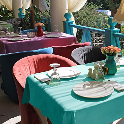 VEEYOO Mantel Rectangular 100% Poliéster Mantel Oblongo para Despedida de Soltera - Cubierta de Mesa Ovalada Suave y Sólida para Bodas Restaurante Fiesta Buffet Mesa (Turquesa, 152x259 cm)