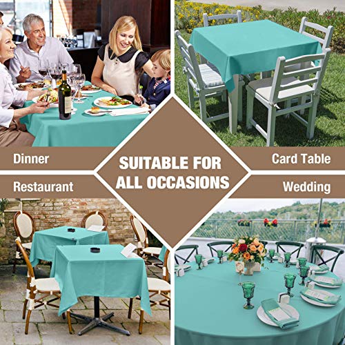 VEEYOO Mantel Rectangular 100% Poliéster Mantel Oblongo para Despedida de Soltera - Cubierta de Mesa Ovalada Suave y Sólida para Bodas Restaurante Fiesta Buffet Mesa (Turquesa, 152x259 cm)