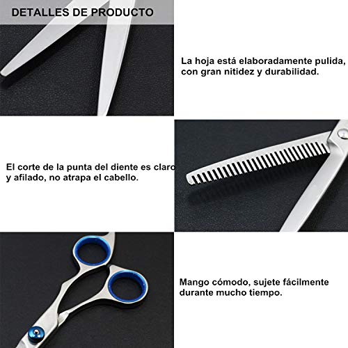 VEGCOO 13PCS Tijeras de Peluquería Profesional Kit, Acero Inoxidable Tijeras De Pelo Salón con Capa de Barbero y Peine, Tijeras para el Cabello Barbero para Hombres y Mujeres