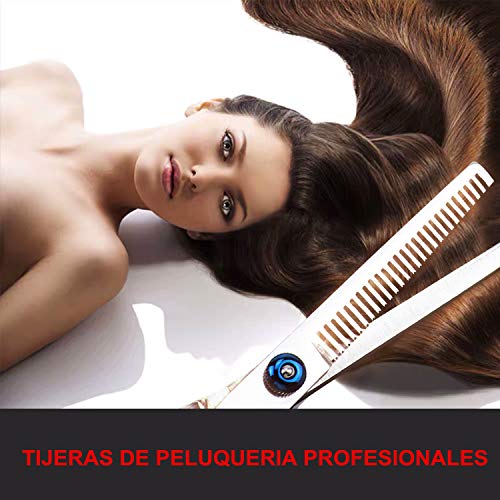 VEGCOO 13PCS Tijeras de Peluquería Profesional Kit, Acero Inoxidable Tijeras De Pelo Salón con Capa de Barbero y Peine, Tijeras para el Cabello Barbero para Hombres y Mujeres