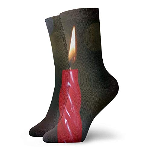 Vela roja Mecha de cera Hombres Mujeres Calcetines deportivos de algodón atlético Calcetín con lengüeta transpirable informal 30 cm